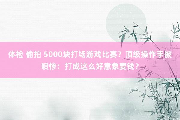 体检 偷拍 5000块打场游戏比赛？顶级操作手被喷惨：打成这么好意象要钱？