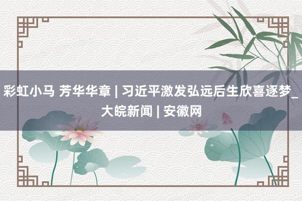 彩虹小马 芳华华章 | 习近平激发弘远后生欣喜逐梦_大皖新闻 | 安徽网