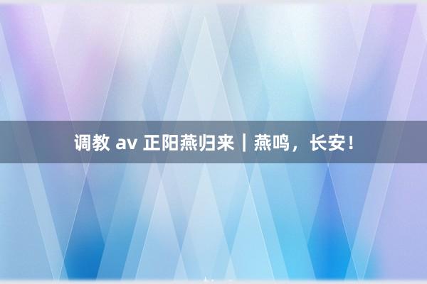 调教 av 正阳燕归来｜燕鸣，长安！