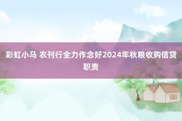 彩虹小马 农刊行全力作念好2024年秋粮收购信贷职责