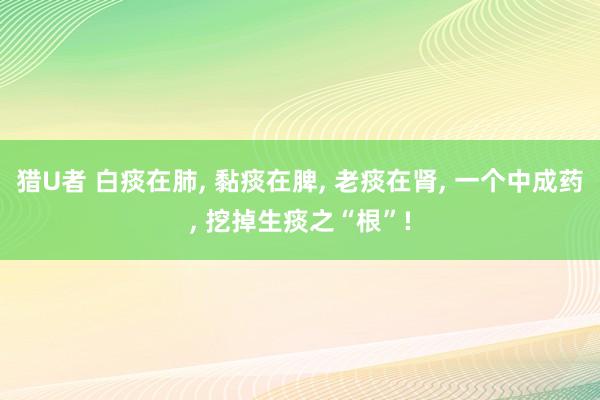 猎U者 白痰在肺， 黏痰在脾， 老痰在肾， 一个中成药， 挖掉生痰之“根”!