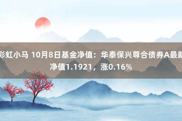 彩虹小马 10月8日基金净值：华泰保兴尊合债券A最新净值1.1921，涨0.16%