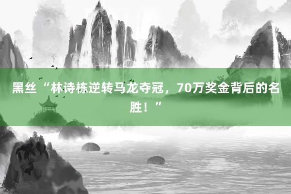 黑丝 “林诗栋逆转马龙夺冠，70万奖金背后的名胜！”