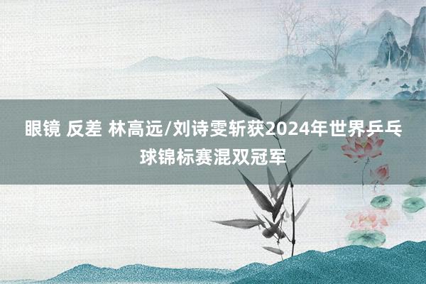 眼镜 反差 林高远/刘诗雯斩获2024年世界乒乓球锦标赛混双冠军