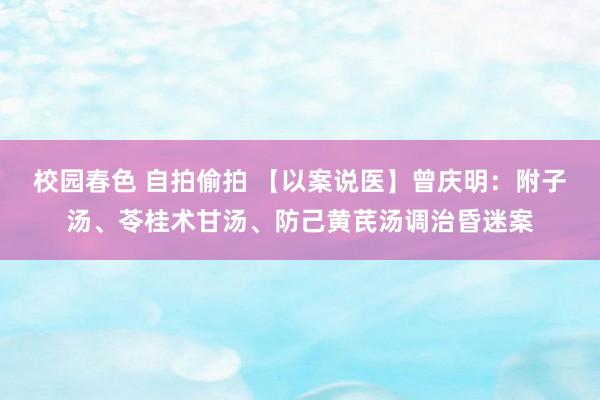 校园春色 自拍偷拍 【以案说医】曾庆明：附子汤、苓桂术甘汤、防己黄芪汤调治昏迷案