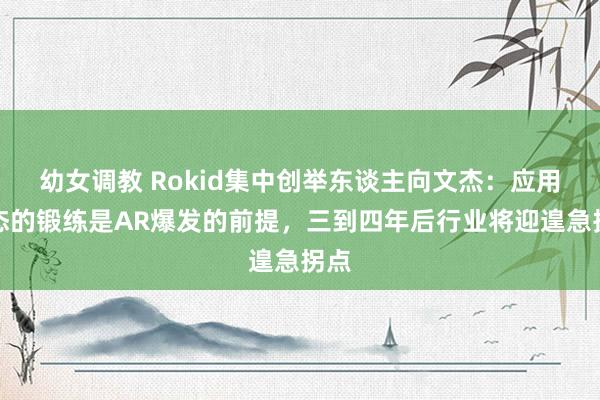 幼女调教 Rokid集中创举东谈主向文杰：应用生态的锻练是AR爆发的前提，三到四年后行业将迎遑急拐点