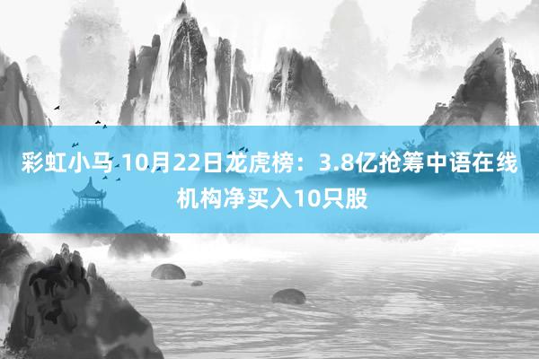 彩虹小马 10月22日龙虎榜：3.8亿抢筹中语在线 机构净买入10只股