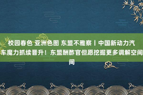 校园春色 亚洲色图 东盟不雅察丨中国新动力汽车魔力抓续晋升！东盟酬酢官但愿挖掘更多调解空间