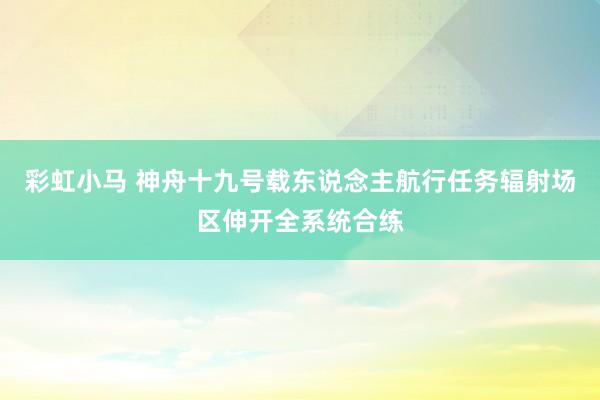 彩虹小马 神舟十九号载东说念主航行任务辐射场区伸开全系统合练