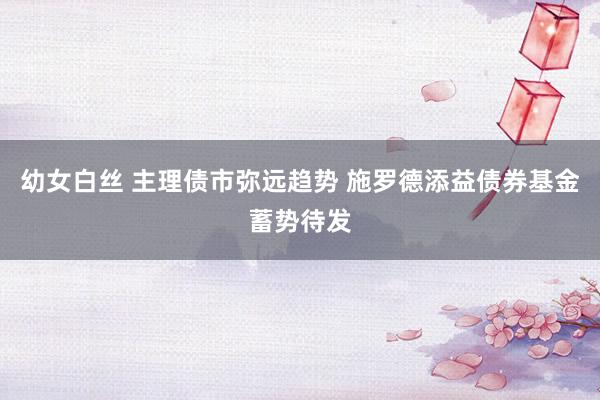 幼女白丝 主理债市弥远趋势 施罗德添益债券基金蓄势待发