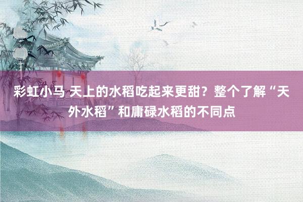 彩虹小马 天上的水稻吃起来更甜？整个了解“天外水稻”和庸碌水稻的不同点