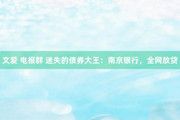 文爱 电报群 迷失的债券大王：南京银行，全网放贷