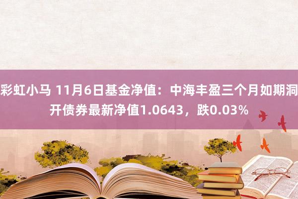 彩虹小马 11月6日基金净值：中海丰盈三个月如期洞开债券最新净值1.0643，跌0.03%