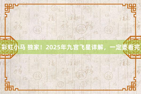 彩虹小马 独家！2025年九宫飞星详解，一定要看完