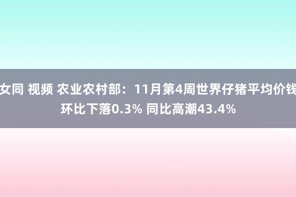 女同 视频 农业农村部：11月第4周世界仔猪平均价钱环比下落0.3% 同比高潮43.4%